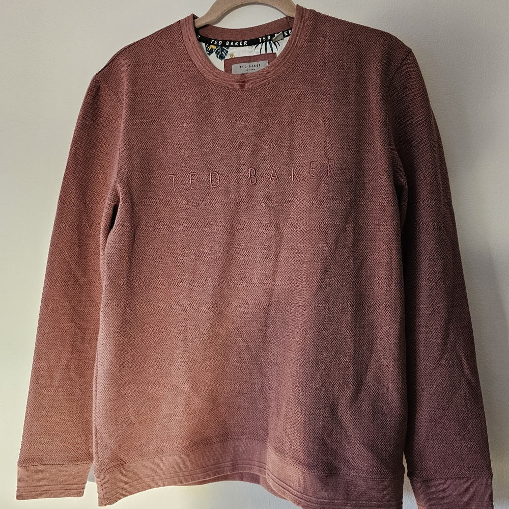 Dusty Red Ted Baker London Logo crew neck sweater size 3